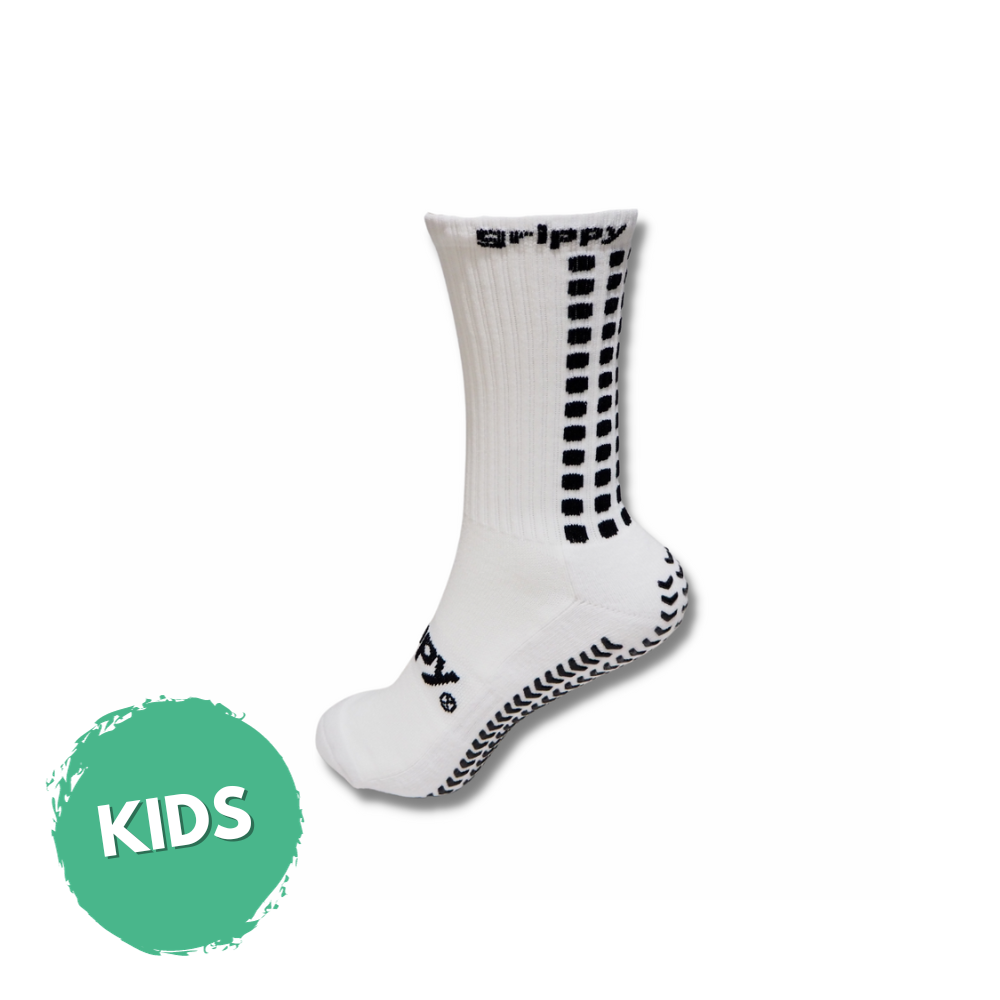 White kids football grip socks