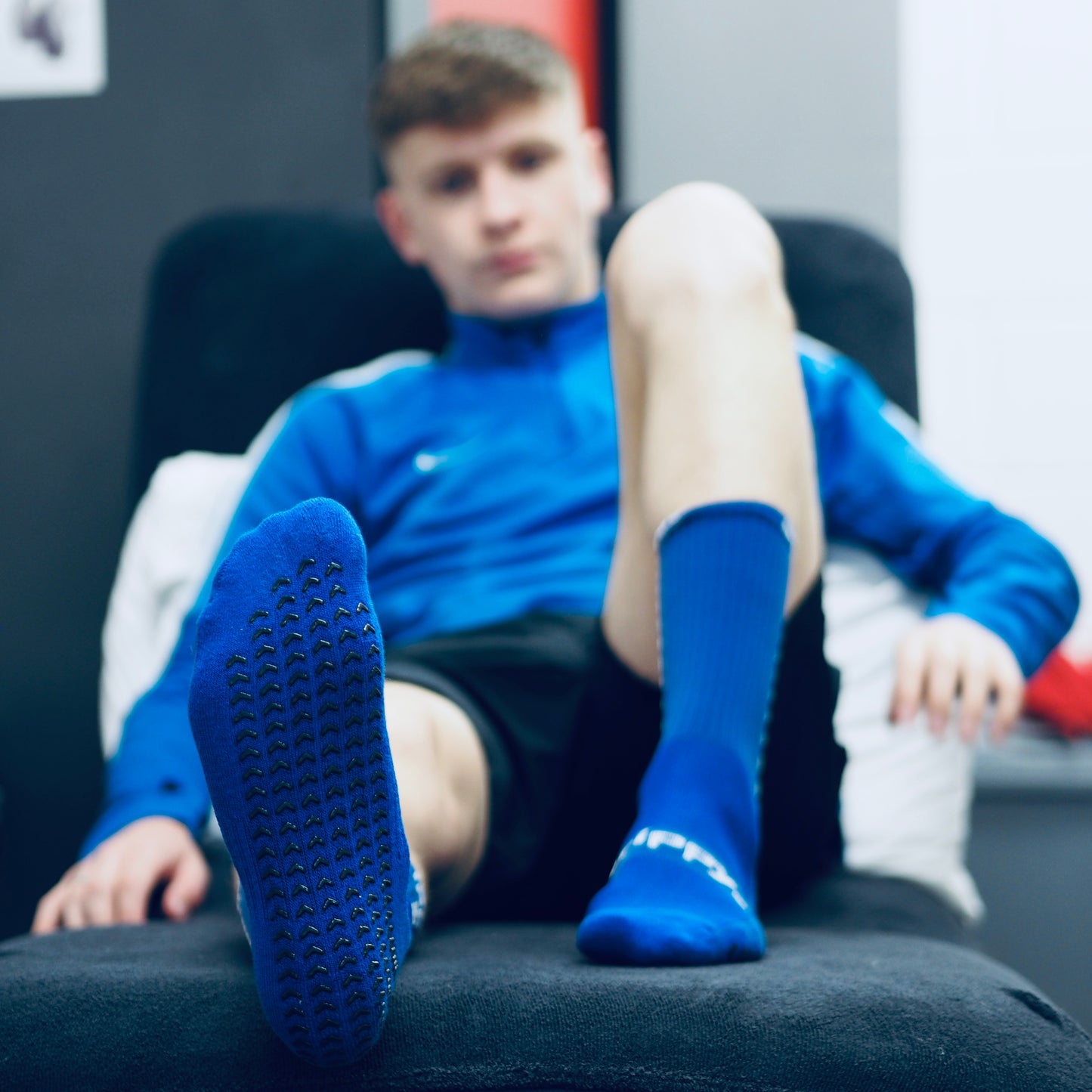 Grippy sports blue football grip socks navy sports socks