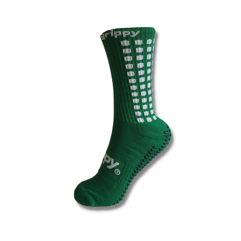 Green football grip socks outside view Grippy Sports