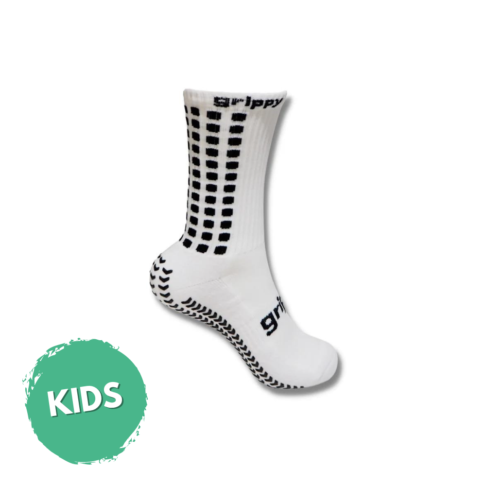 Kids white football grip socks