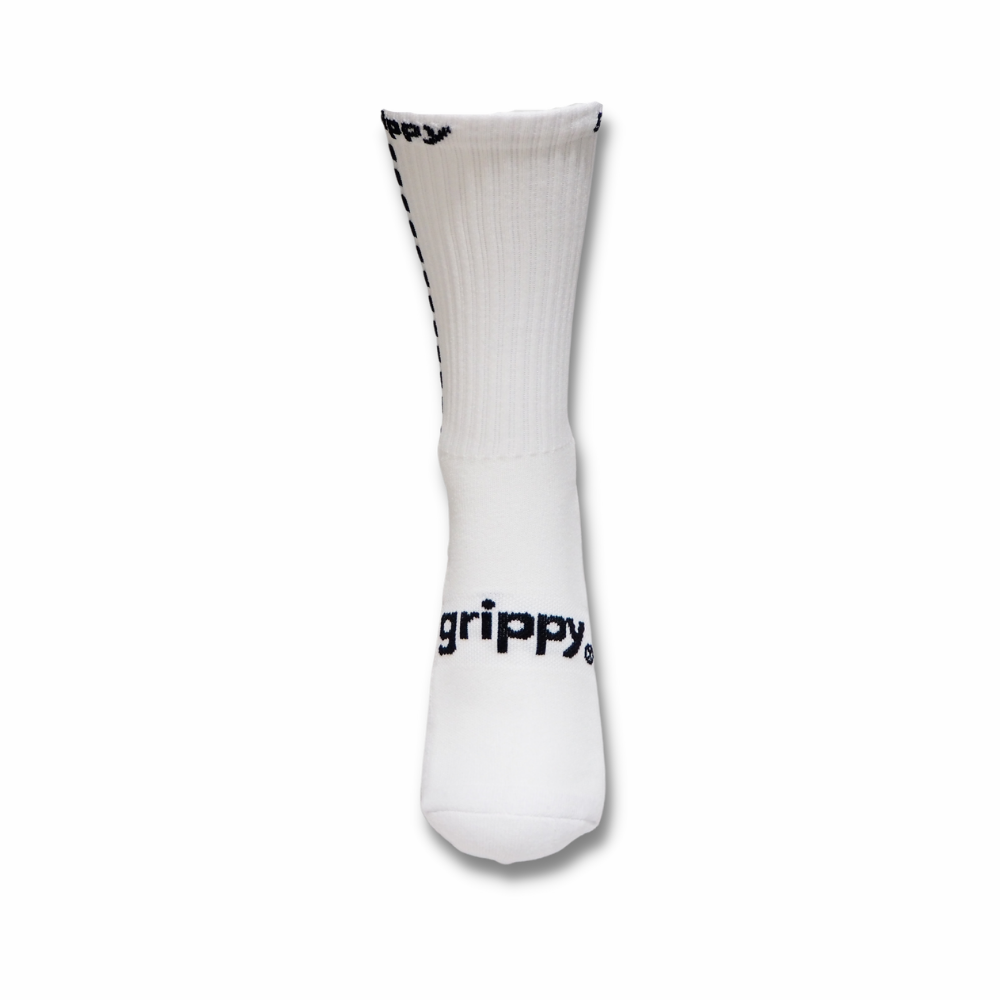 Kids football grip socks white front view