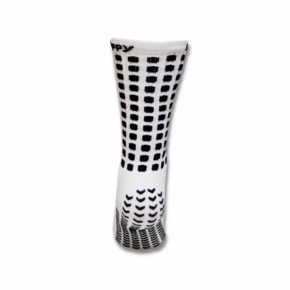 Kids football grip socks white posterior view