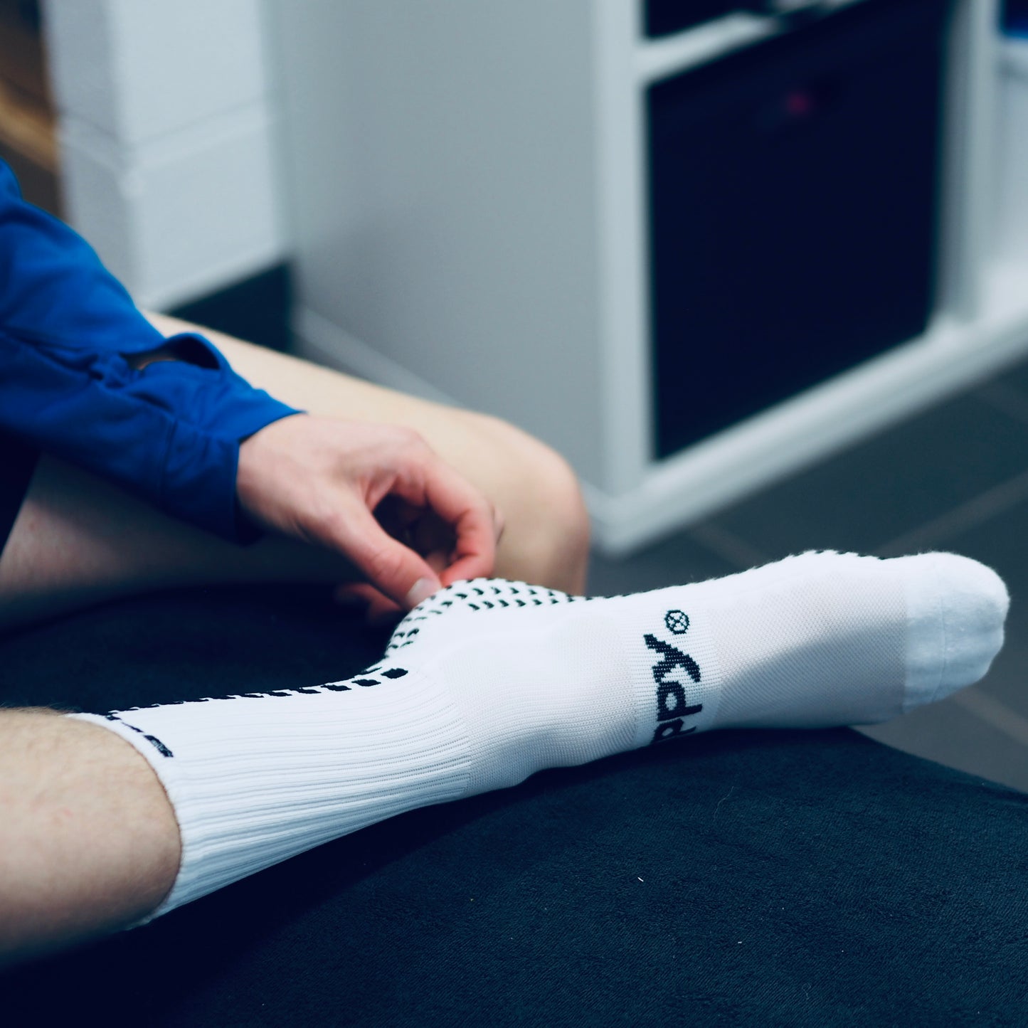 White football grip socks Grippy Sports