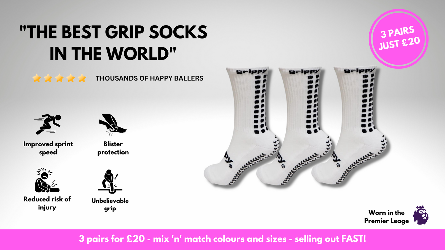 The best football grip socks in the world from Grippy Sports. 5 star rated product with thousands of happy customers.