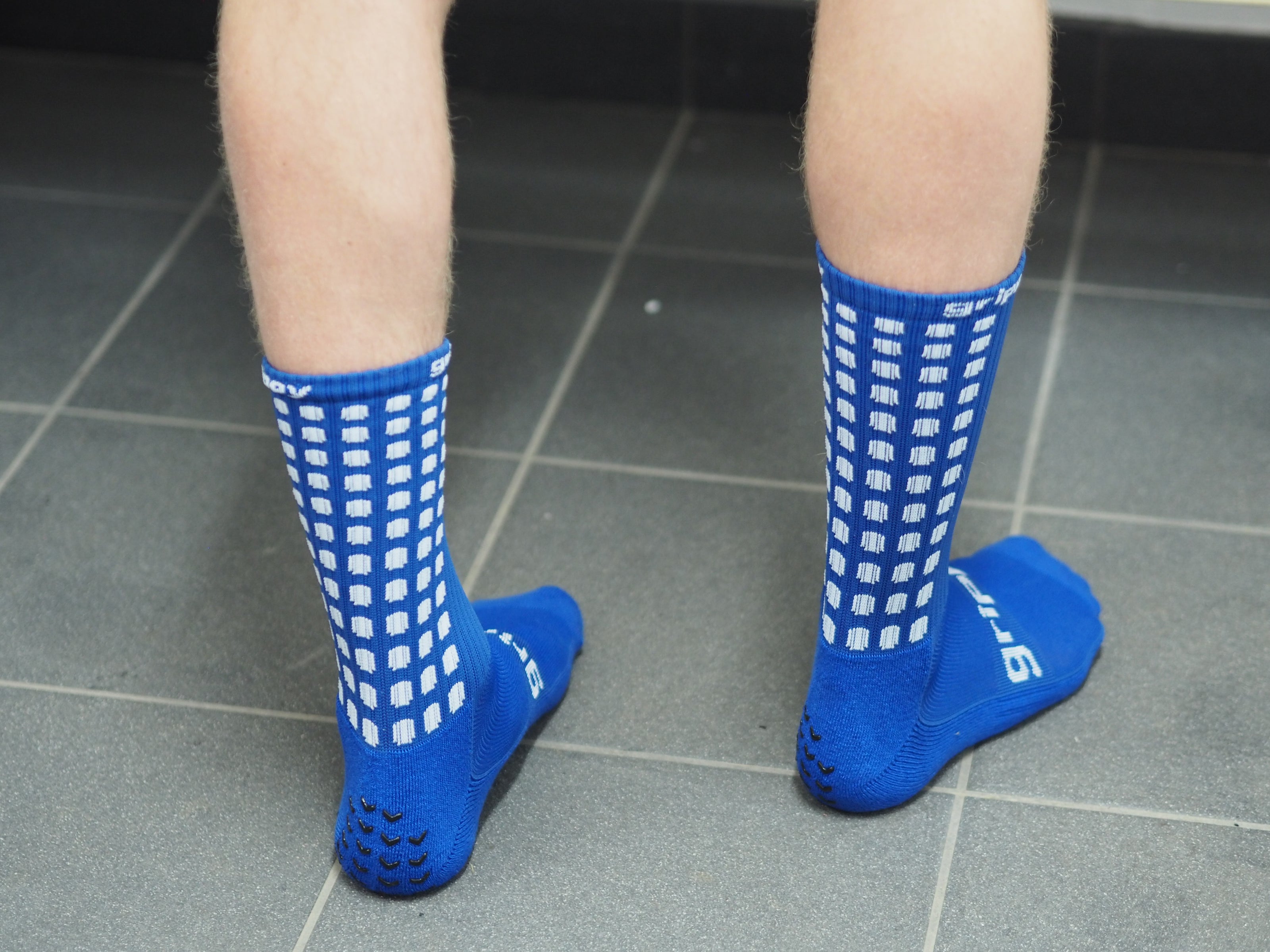 Navy royal blue football grip socks non slip soccer training socks