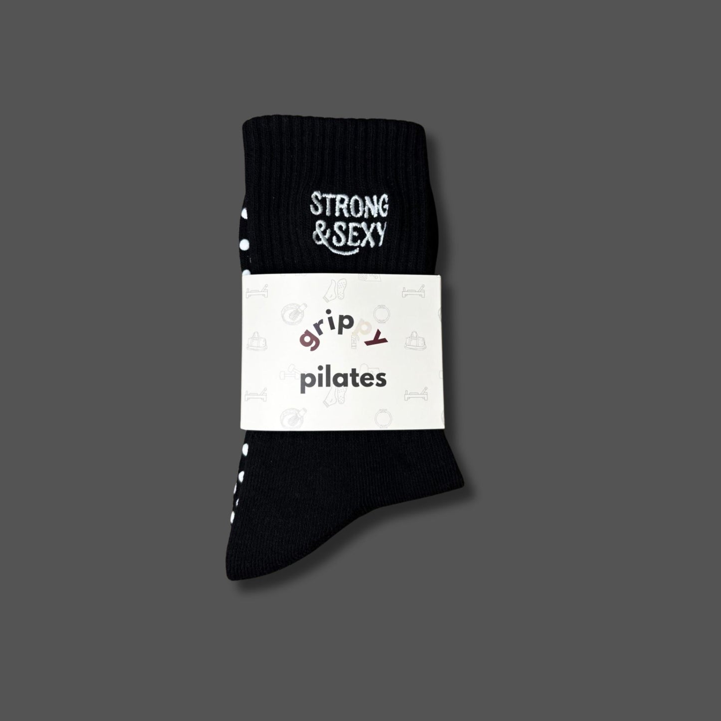 Strong & Sexy Black Pilates Grip Socks