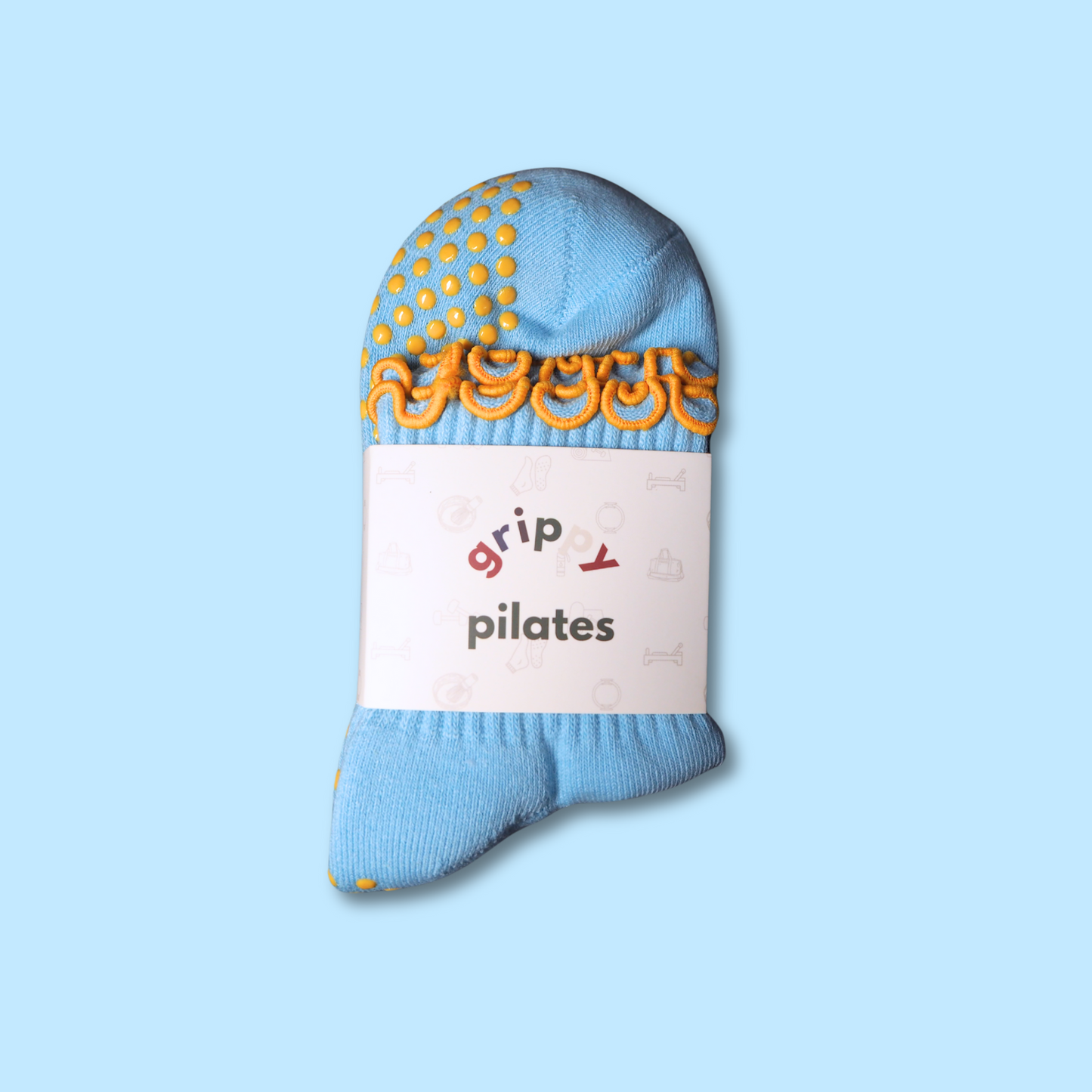 Blue and Yellow Pilates Ruffle Grip Socks