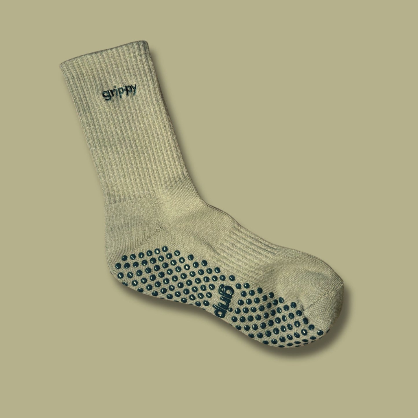 Khaki Pilates Grip Socks