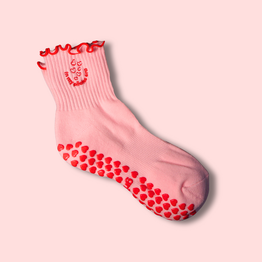 In My Pilates Era - Pink Pilates Grip Socks with Hearts