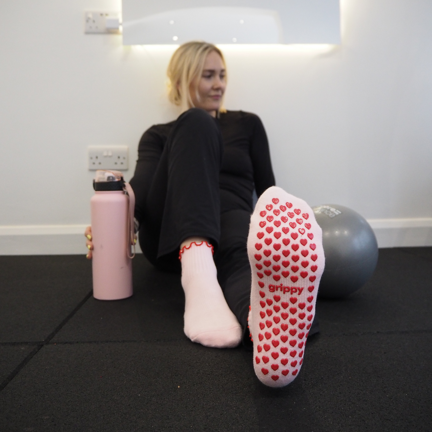 In My Pilates Era - Pink Pilates Grip Socks with Hearts