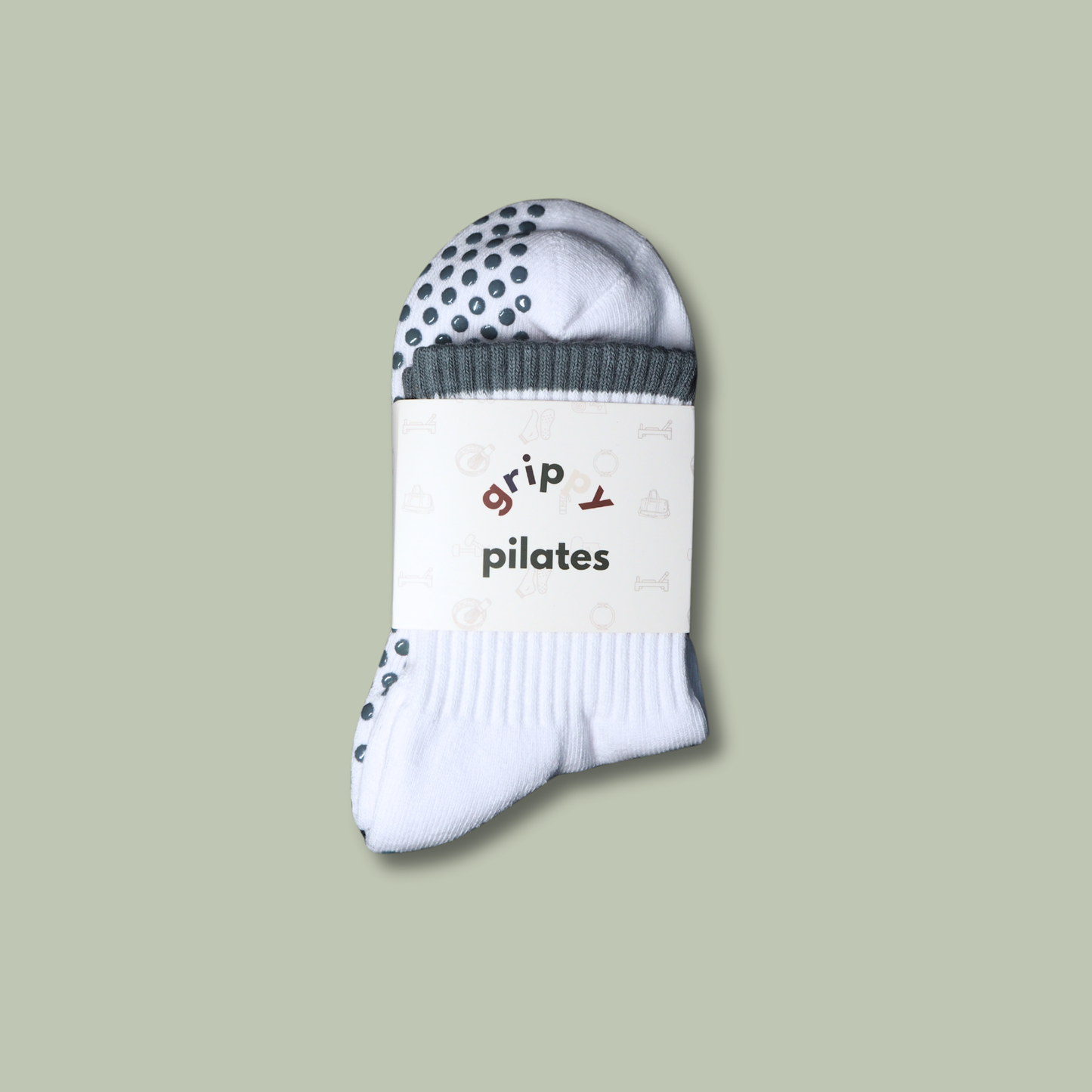 Inhale Exhale White Pilates Grip Socks