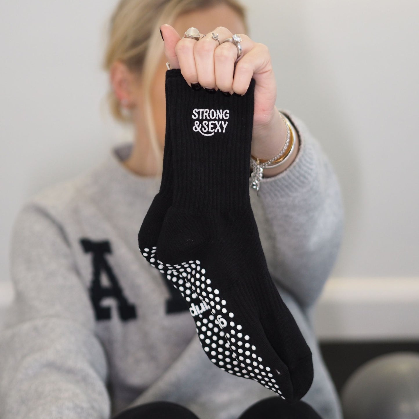 Strong & Sexy Black Pilates Grip Socks