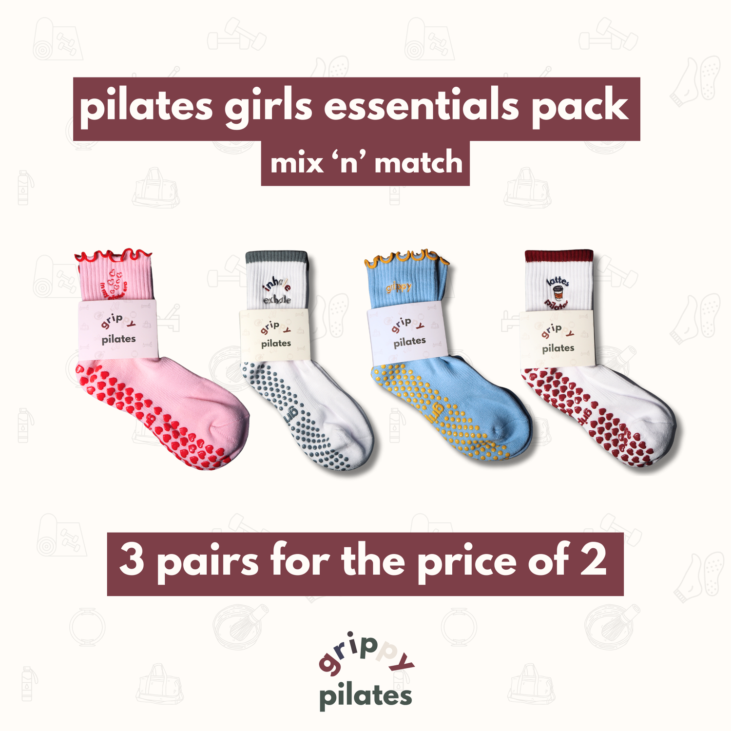 Pilates Girl Essentials 3 Pack (mix 'n' match) - Grippy Sports
