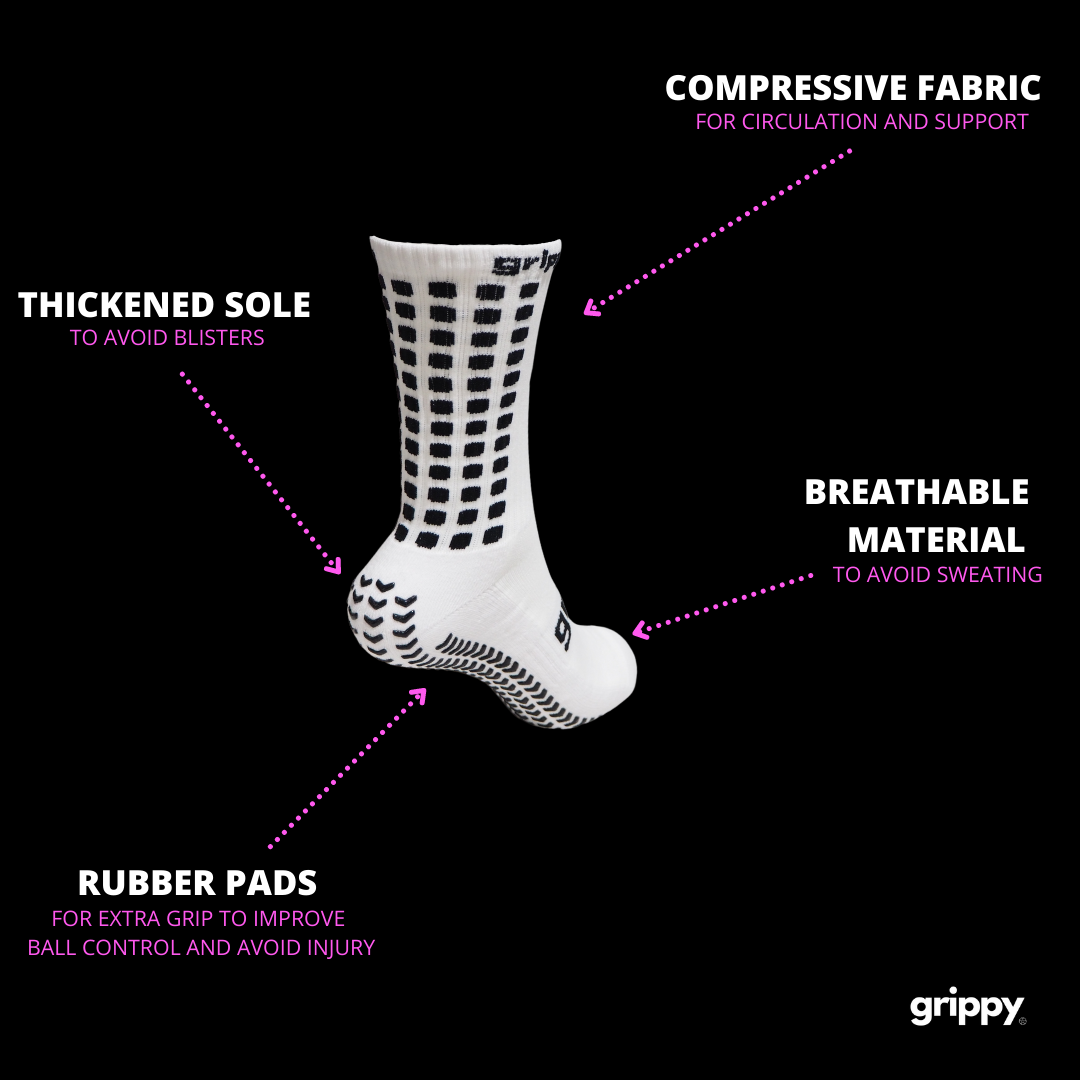 Grippy Sports White Football Grip Socks Benefits