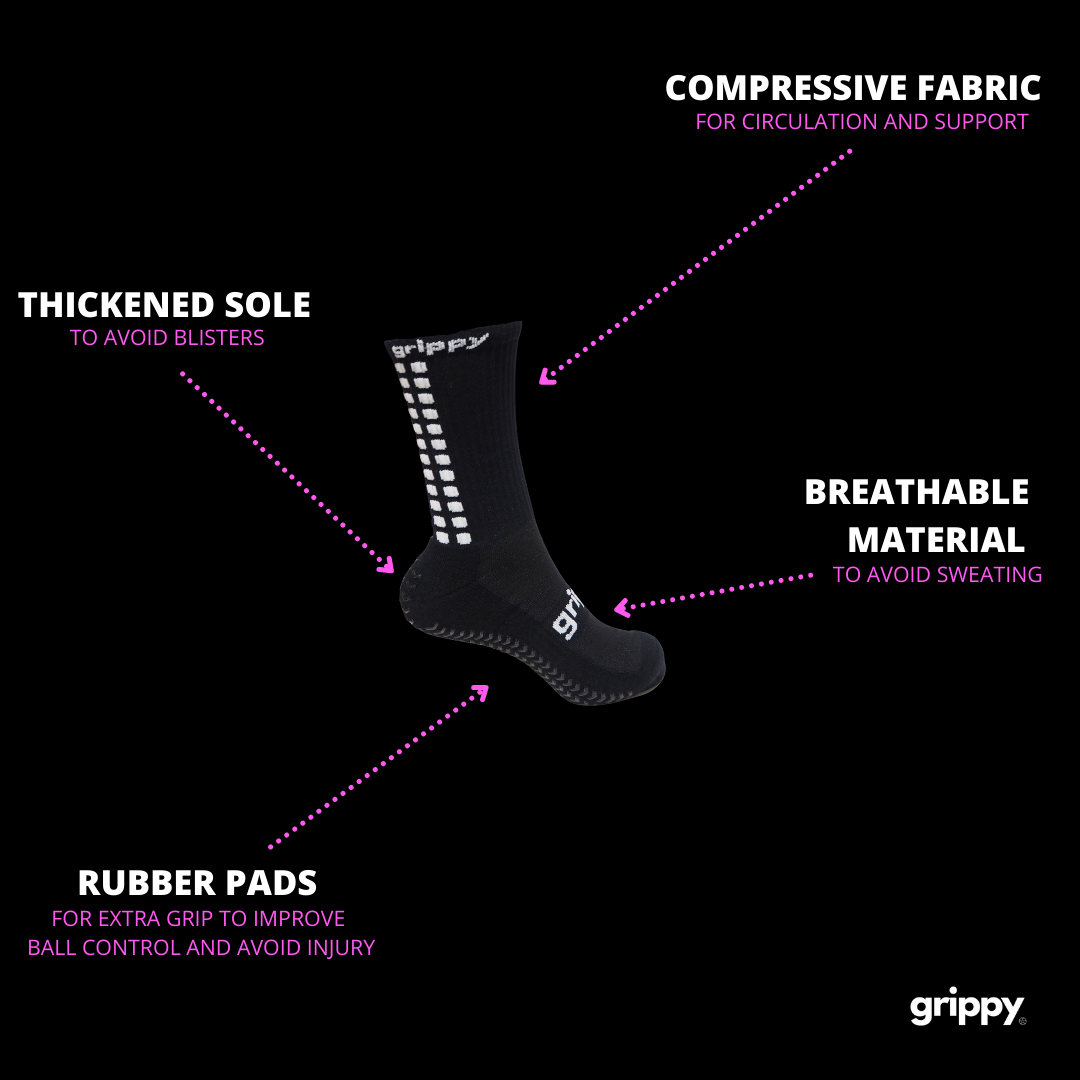 Grippy Sports Black Football Grip Socks Benefits