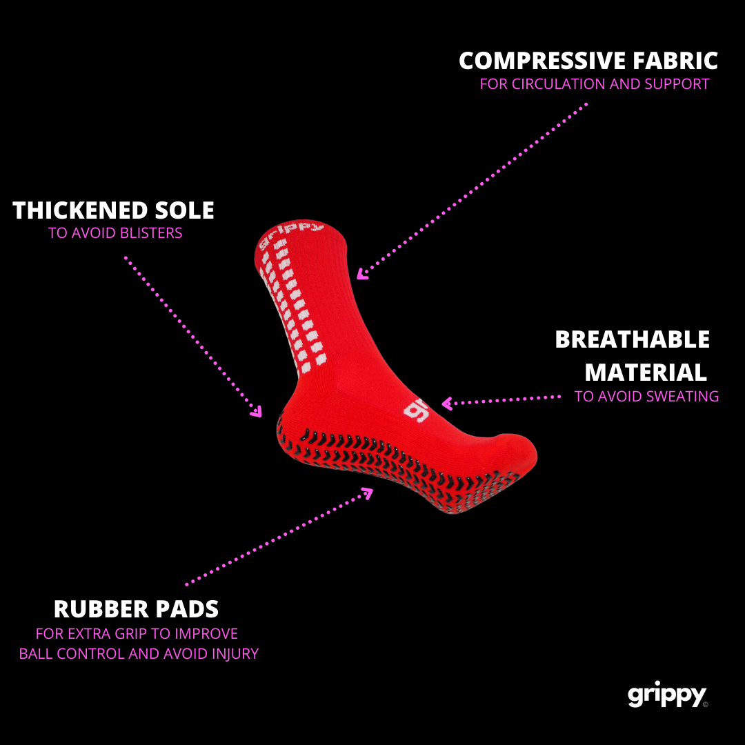 Grippy Sports Red Football Grip Socks Benefits