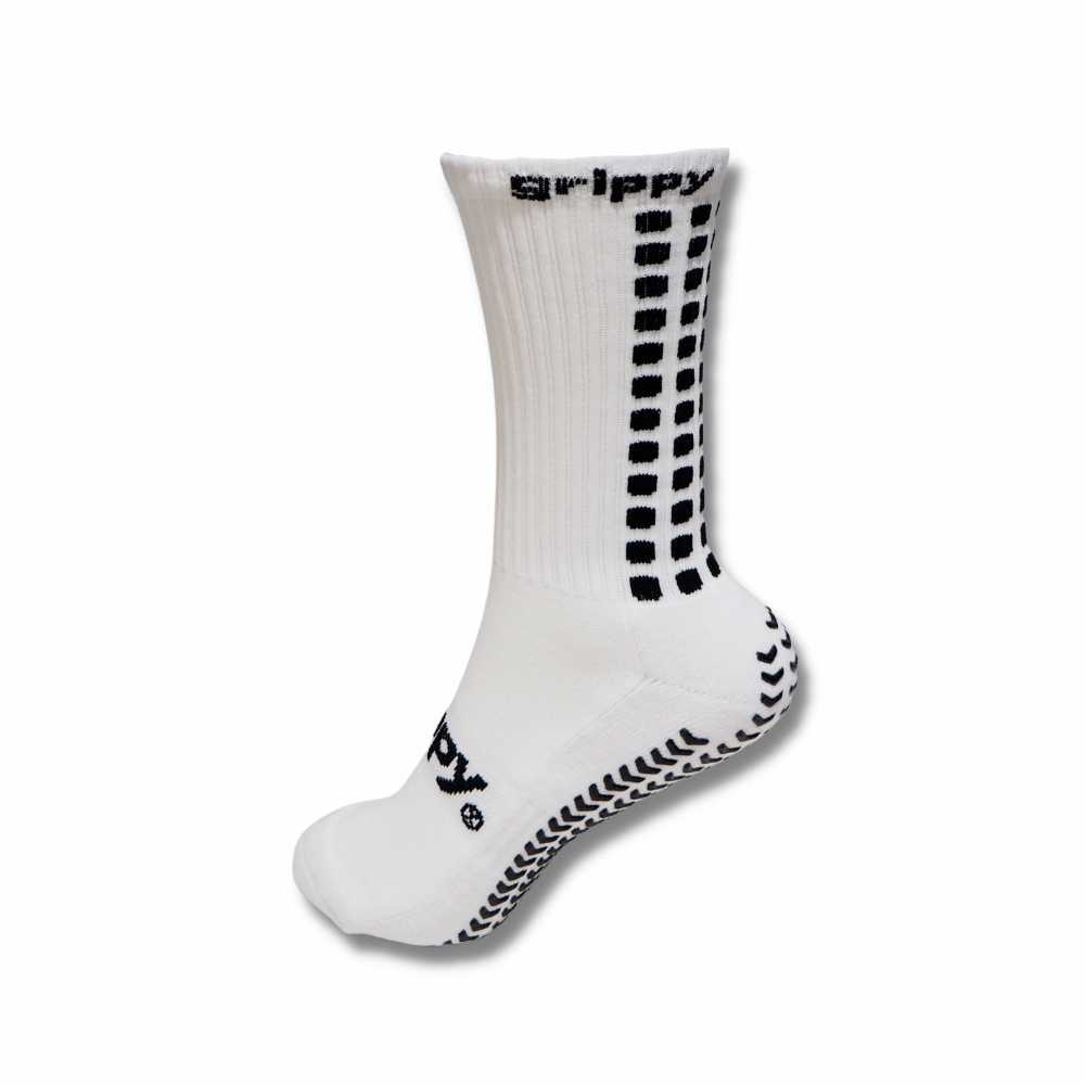 Kids football grip socks white lateral view