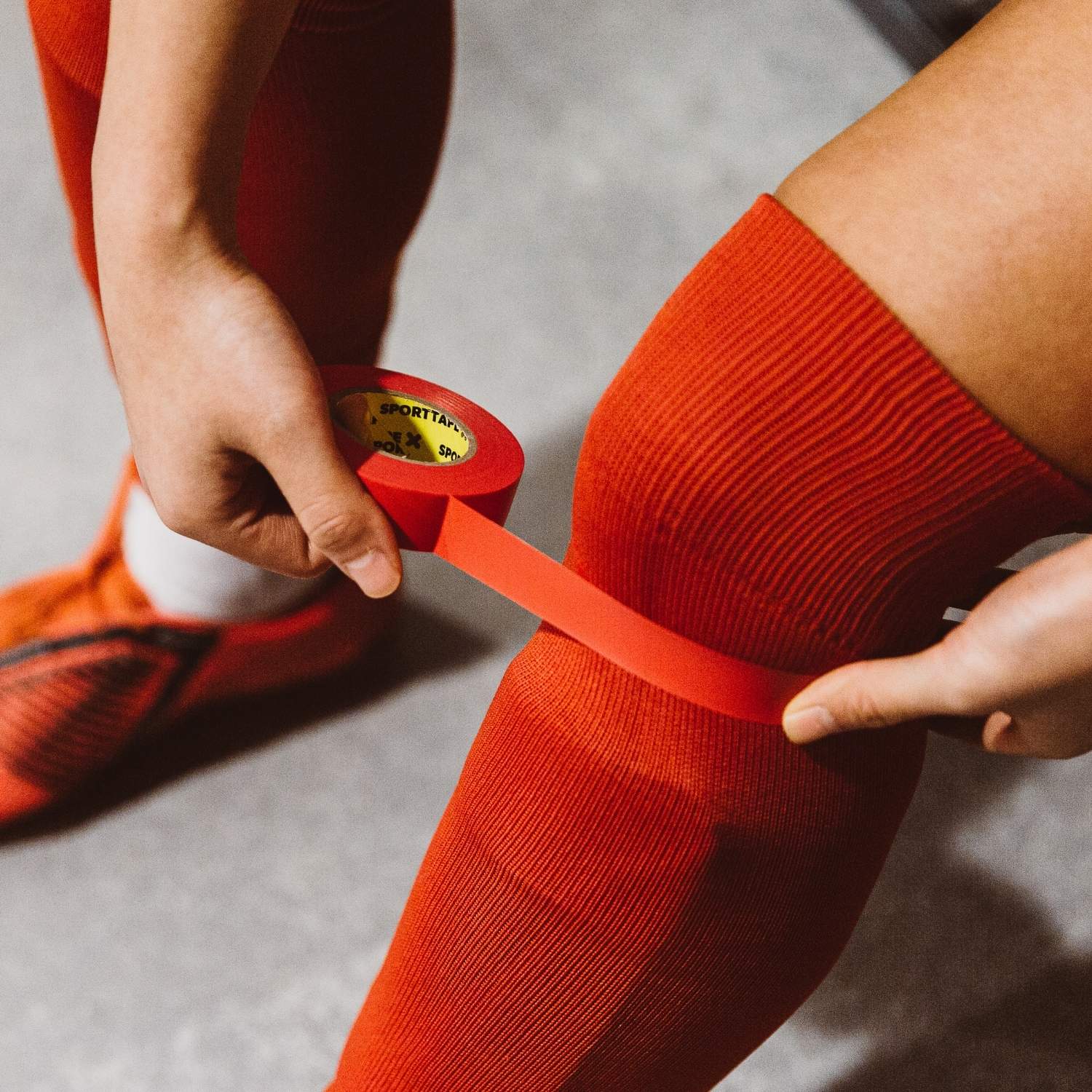 Red football sock tape
