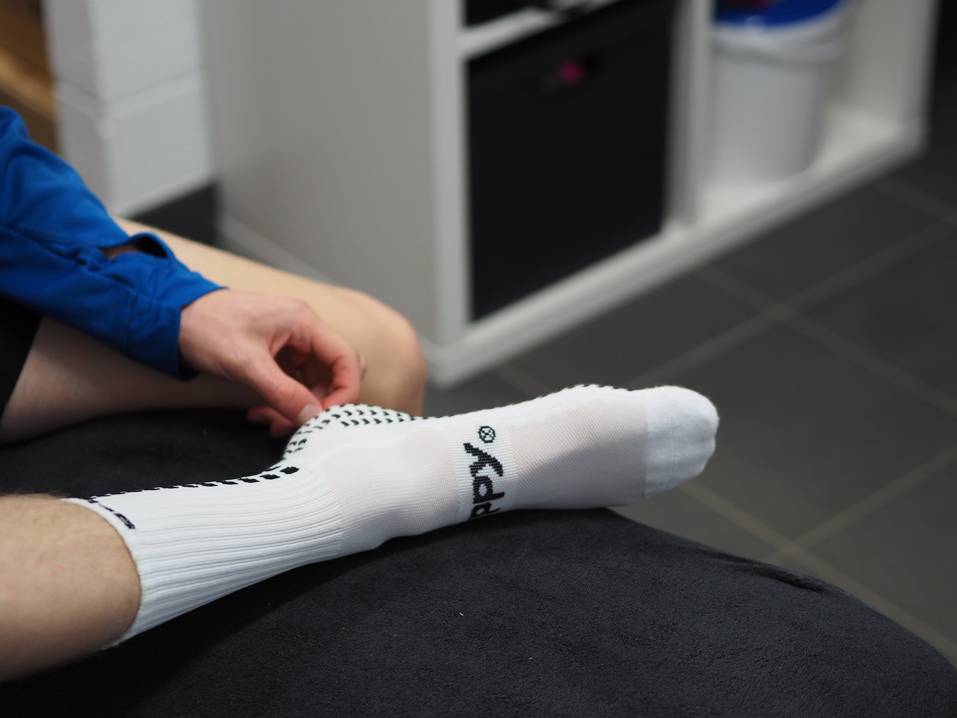 White football grip socks by grippy sports